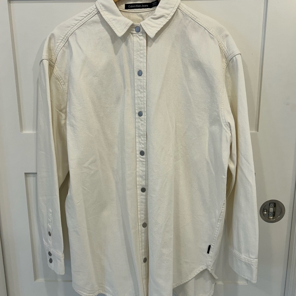 Calvin Klein Off-White Button Down Denim Jacket